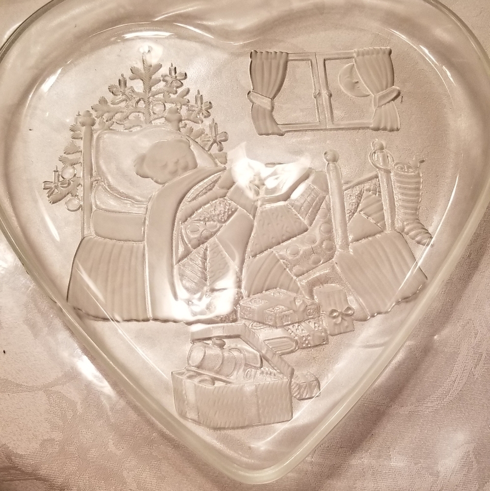Glass heart shaped serving plate